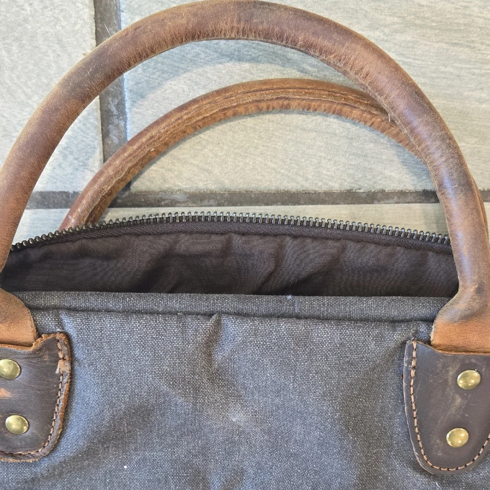 Vintage Style Canvas & Leather Travel Bag Briefcase‎ Laptop Duffel